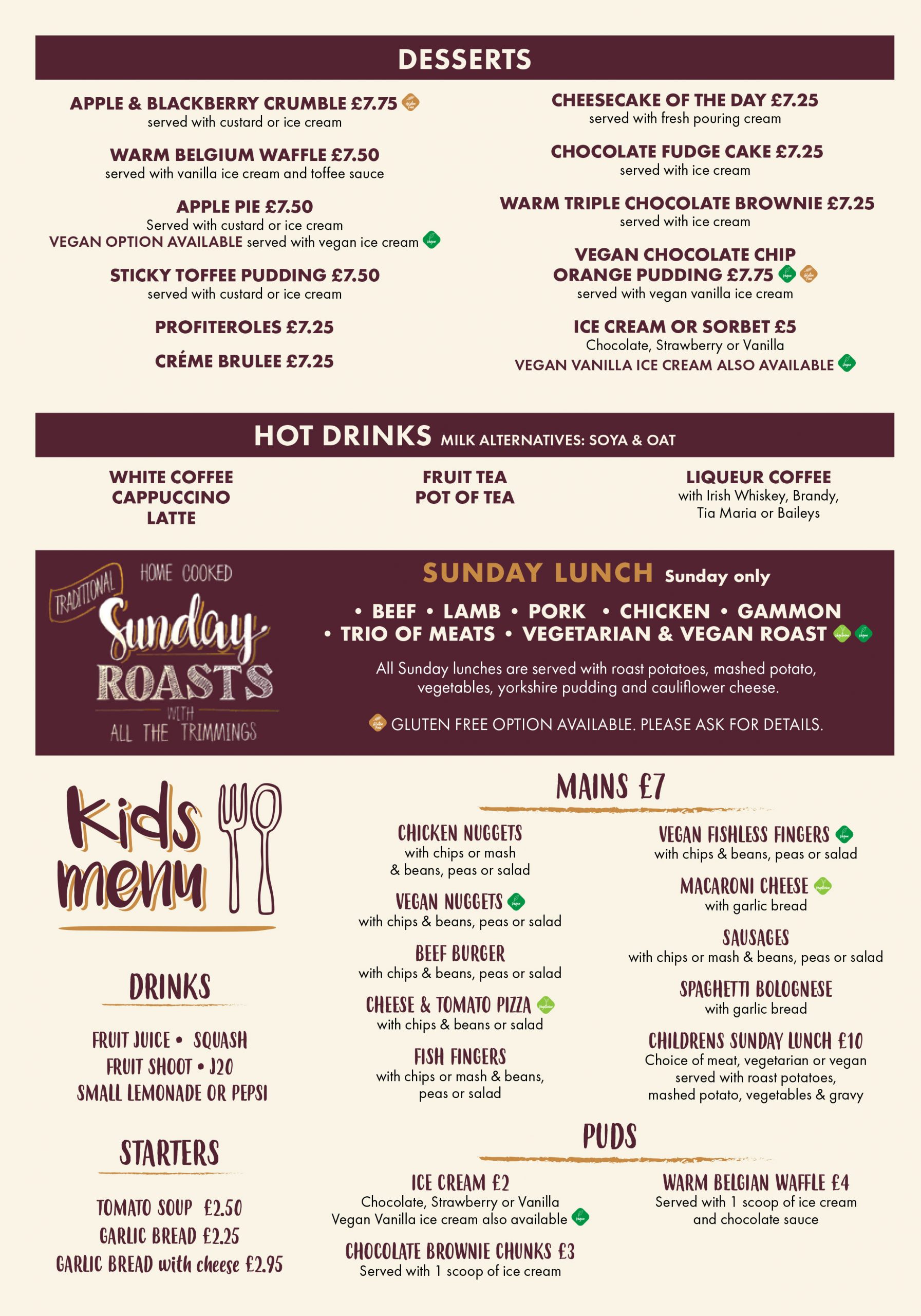 Sibthorpe Arms Menu 3 - 2022