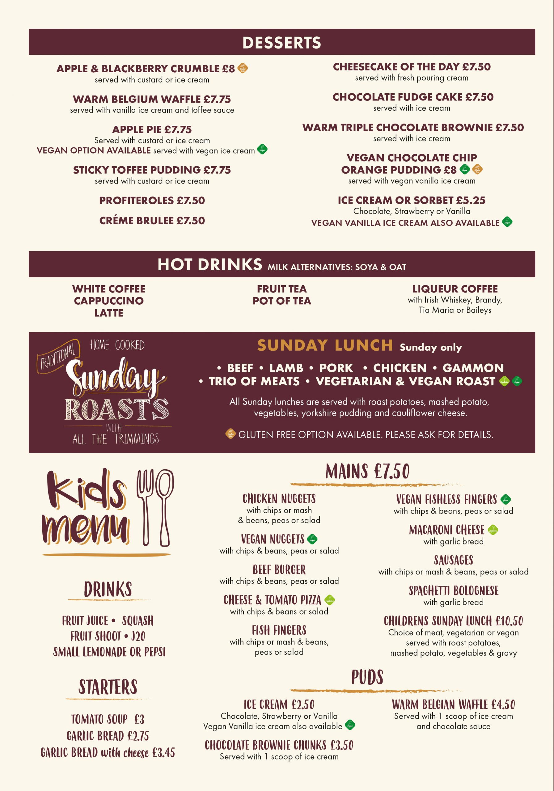 Sibthorpe Arms Menu 2 - 2022