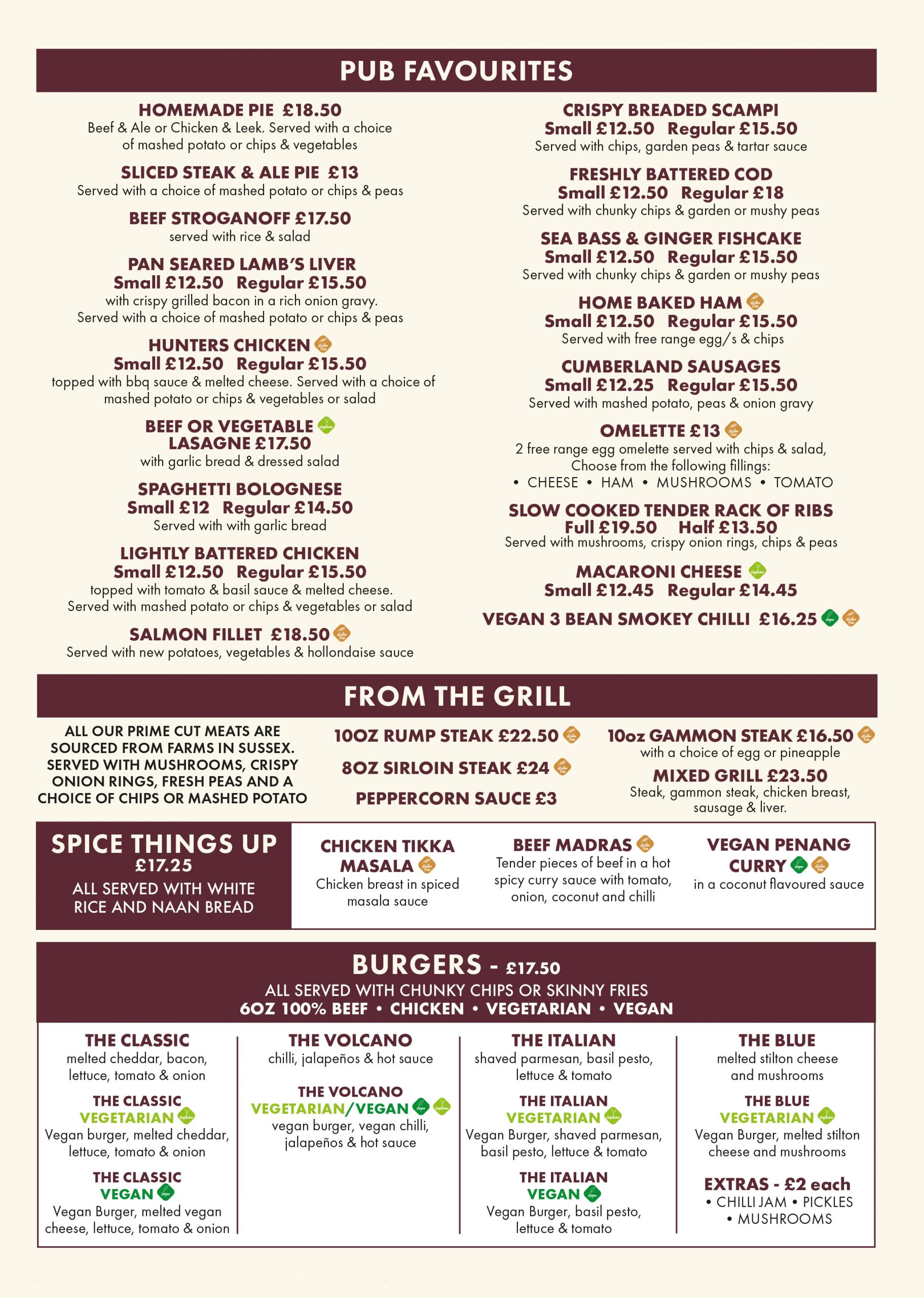 Sibthorpe Arms Menu 1 - 2022